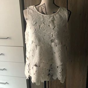 Floral Lace white tank top
